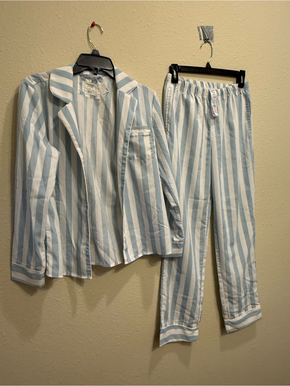 Petit Lem Light Blue & White Striped adult small Pajama Set